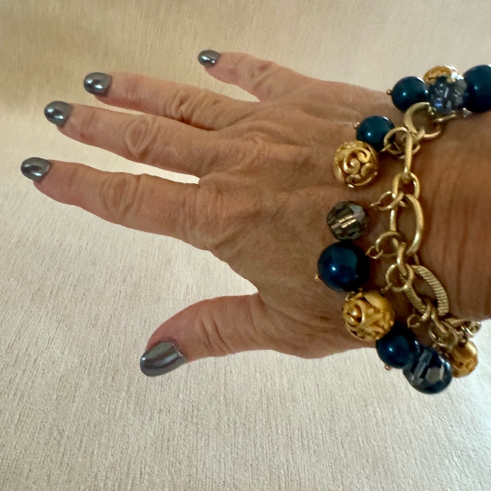 Brighton ‘Contempo Chic’ gold plated with multi color, blue beads bracelet - Picture 9 of 9